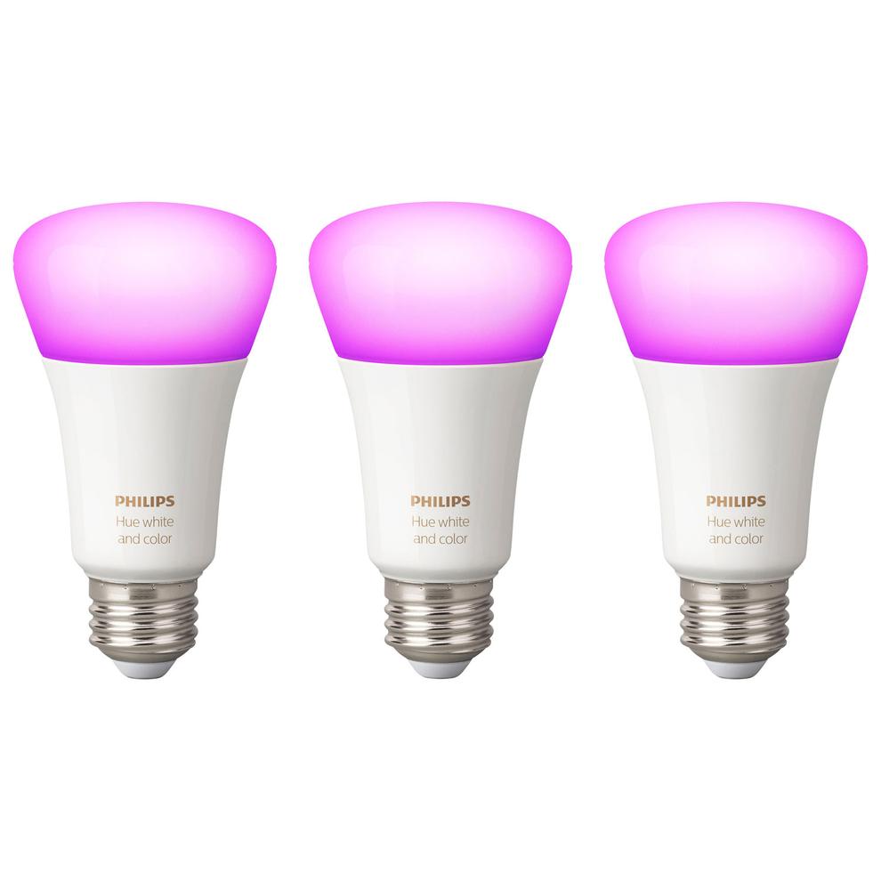 Philips Hue A19 Smart Bluetooth LED Light Bulbs - 3 Pack - White & Colour Ambiance - Only at Best Buy offers at $99.99 in Best Buy