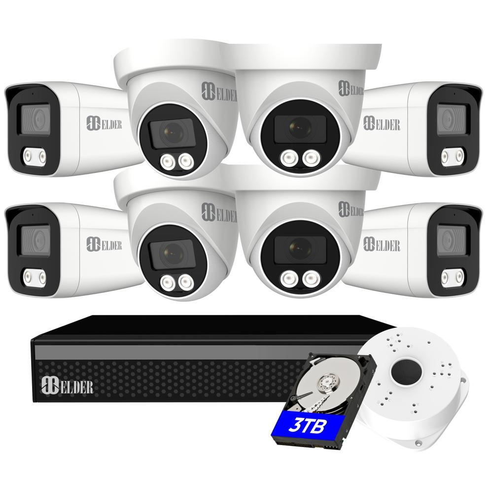 【2024 New】Elder 4K Security Camera System Spotlight, 8-Camera 8Ch DVR Surveillance Kit Outdoor DIY Wired 3TB Audio Color Night Vision, Home Security Camera System offers at $529.97 in Best Buy