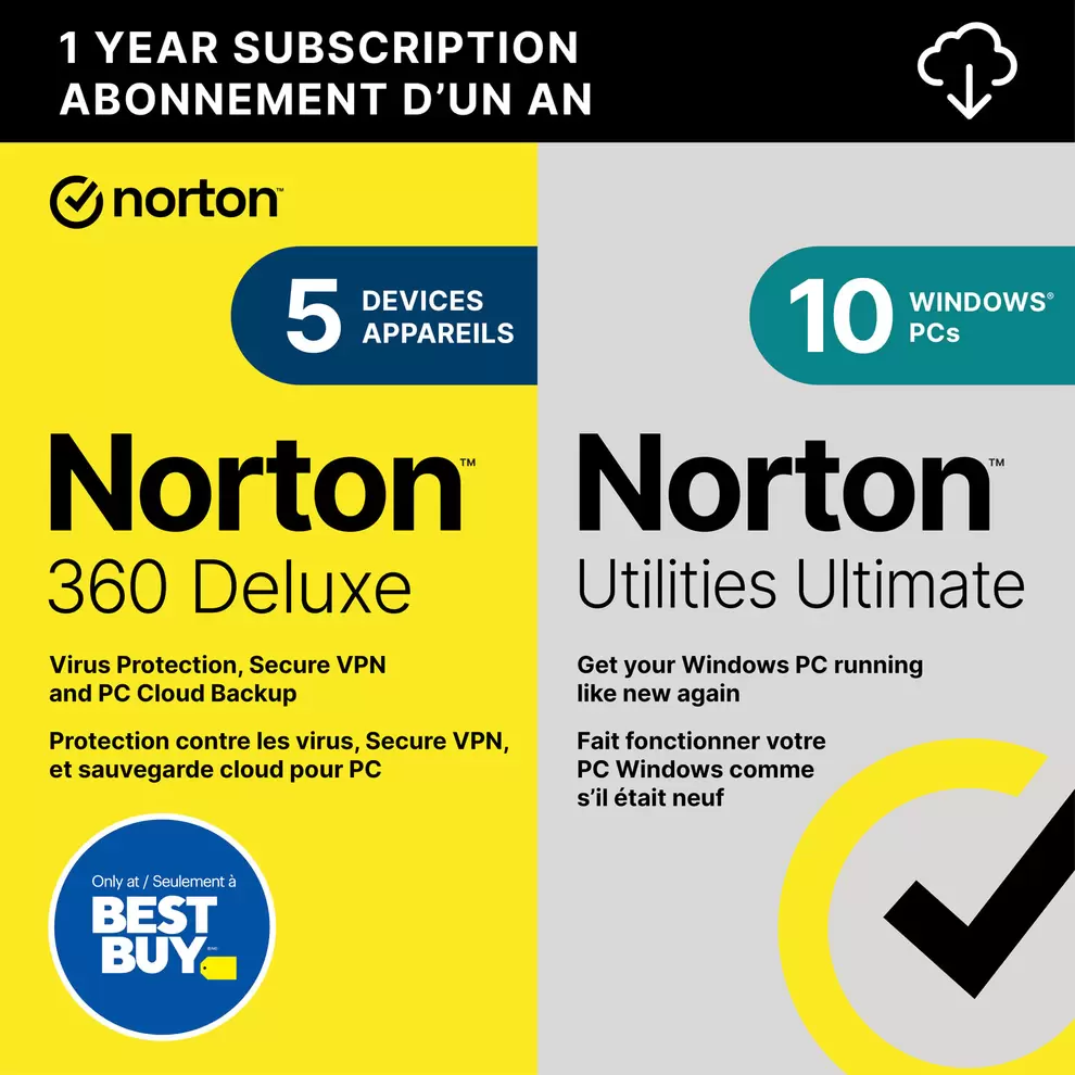 Norton 360 Deluxe with Norton Utilities Ultimate (PC/Mac) - 5 Devices - 1 Year - Digital Download offers at $34.99 in Best Buy