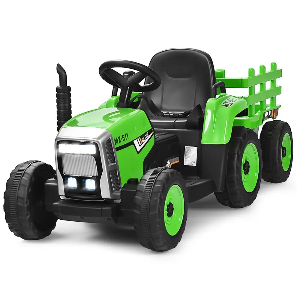 Costway 12V Kids Ride On Tractor with Trailer Ground Loader w/ RC & Lights offers at $209.99 in Best Buy