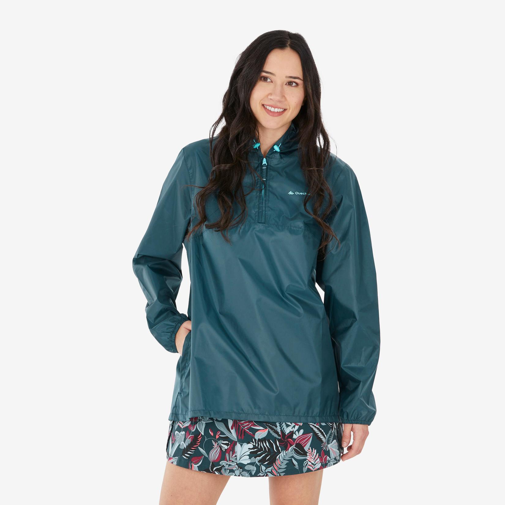 Women’s Hiking Waterproof Jacket - Raincut Blue offers at $20 in Decathlon