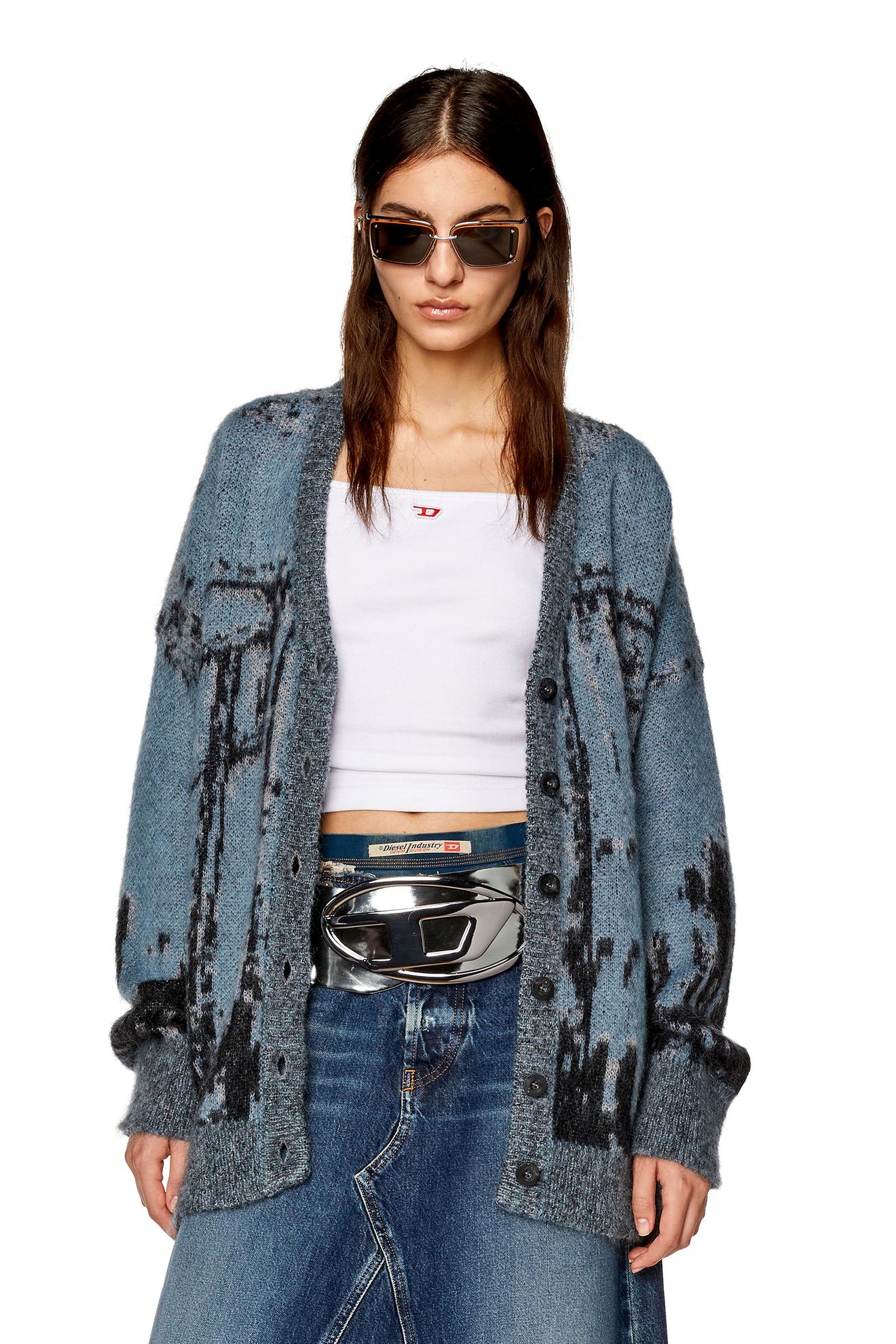 Knit cardigan with jacquard jeans motif offers at $465 in Diesel