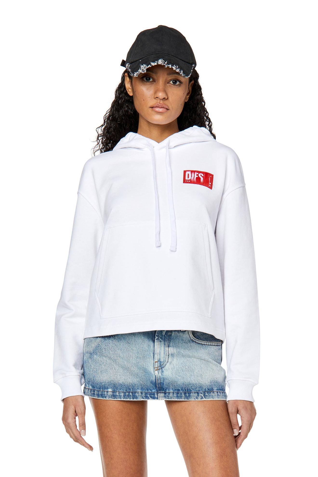 Hoodie with frayed logo patch offers at $195 in Diesel