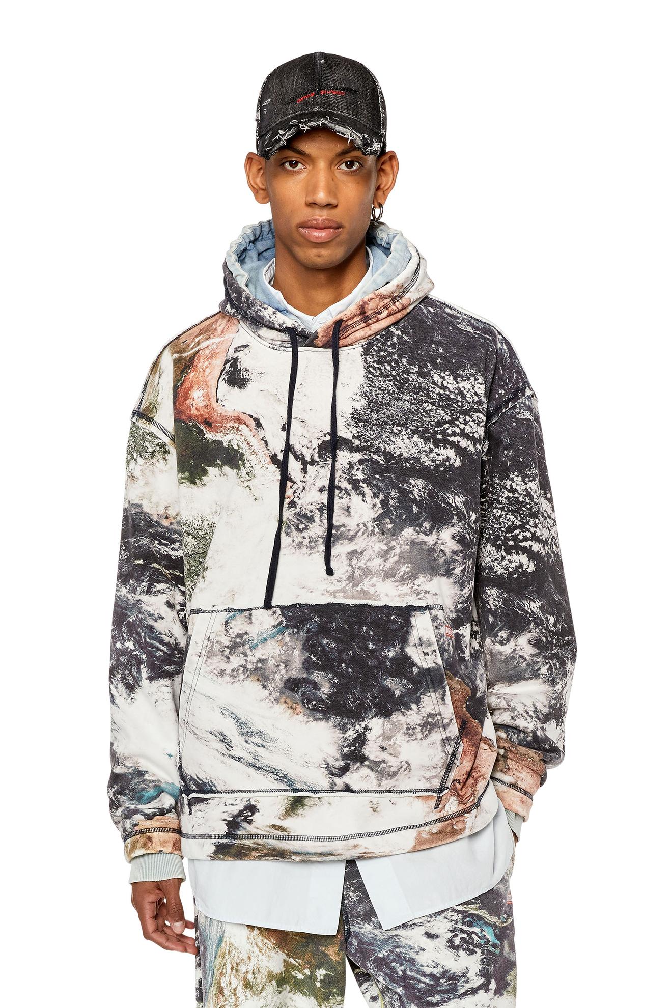 Oversized faded hoodie with planet print offers at $237 in Diesel