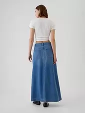 UltraSoft Denim Maxi Skirt offers at $84.99 in Gap