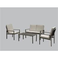 Infinity Brown Metal Patio Conversation Set Off-White Linen Cushions Included 4-Piece offers at $374.25 in Lowe's