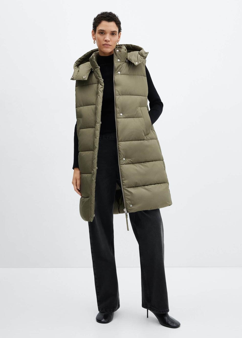 Quilted gilet with hood offers at $99.99 in Mango