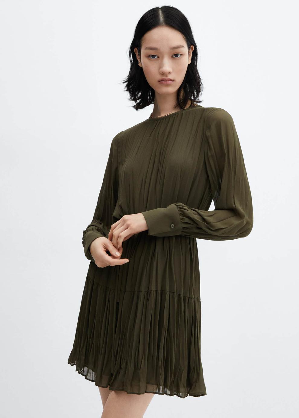 Pleated short dress offers at $45.59 in Mango