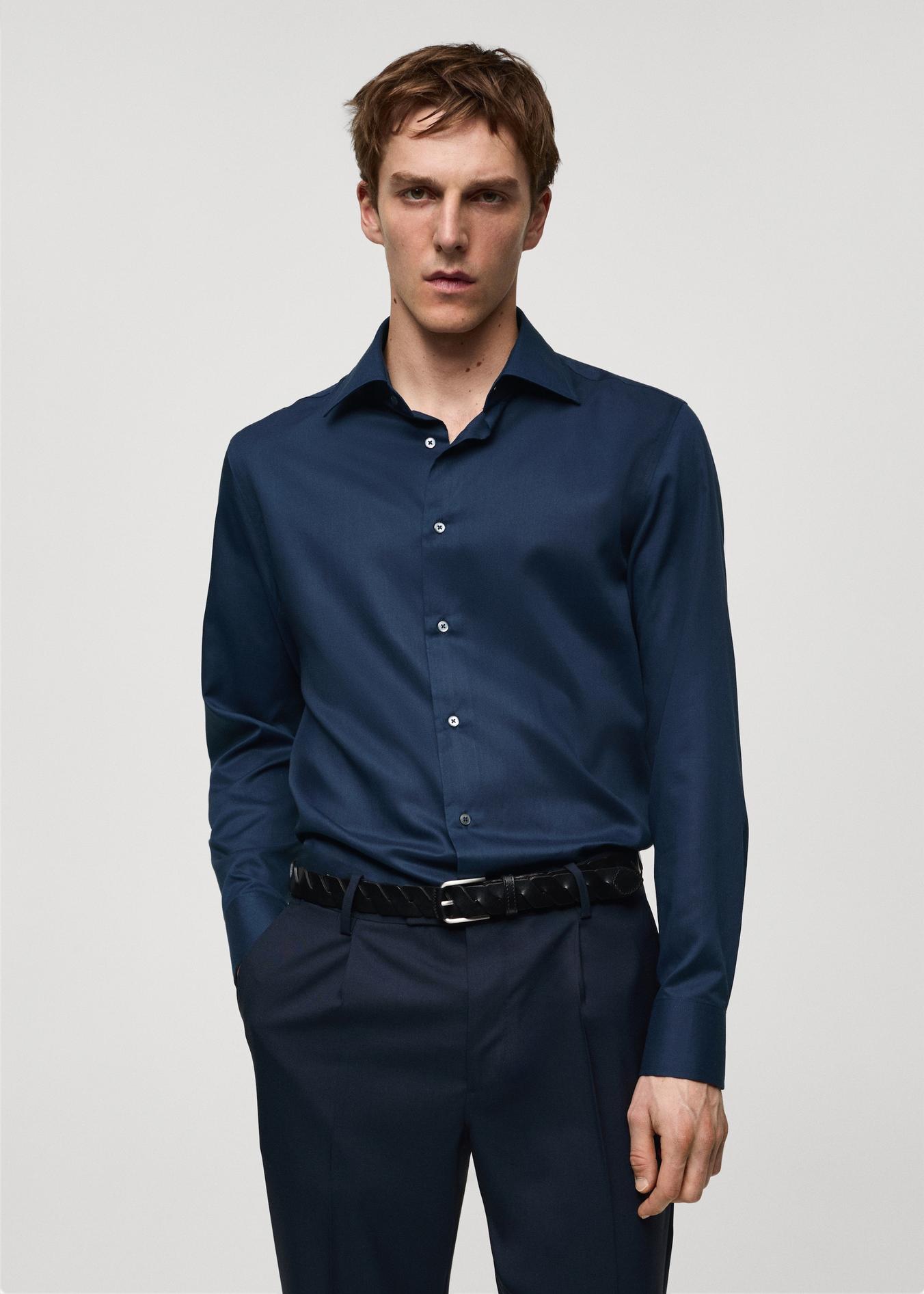 Slim-fit Tencel cotton shirt offers at $119.99 in Mango