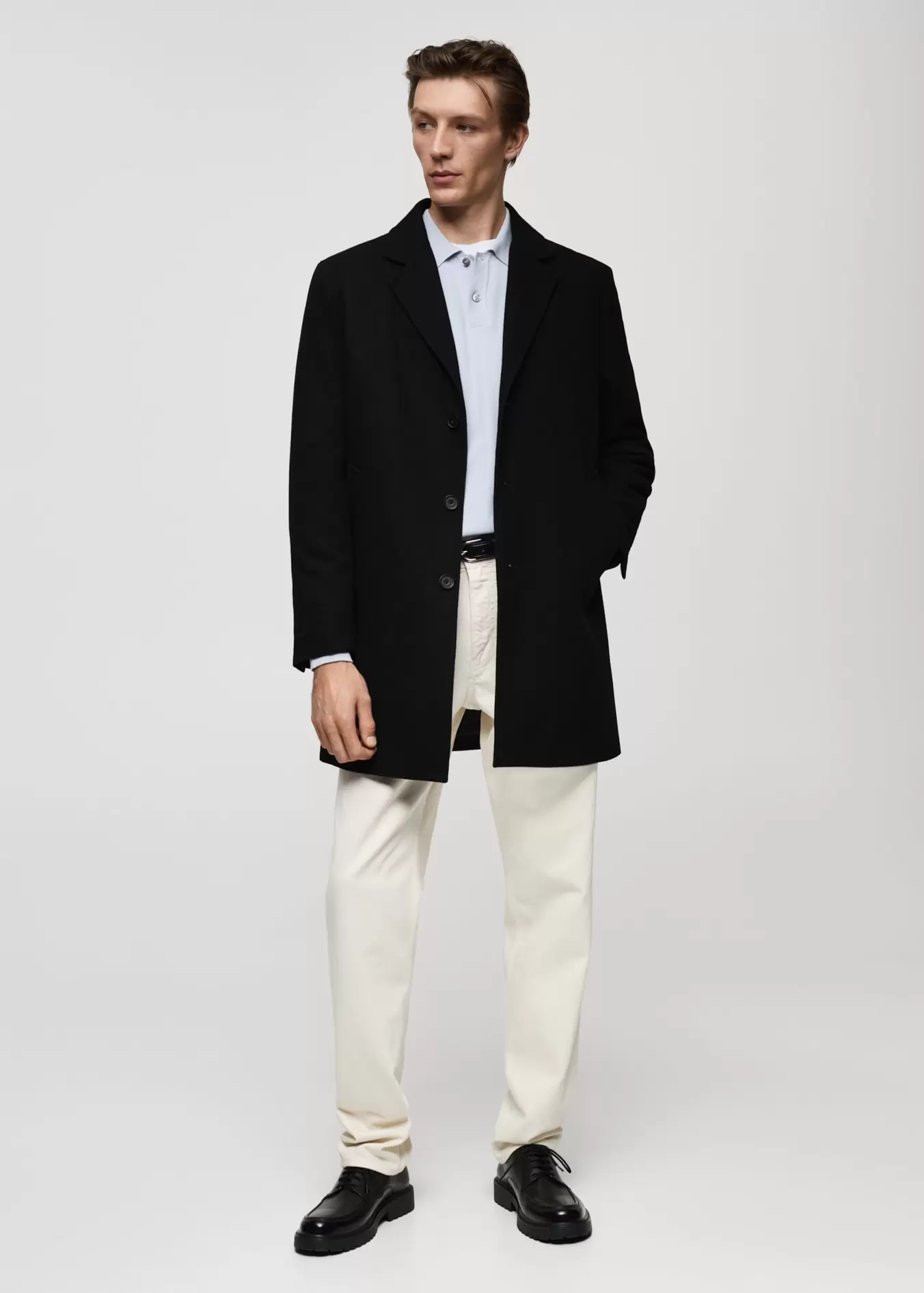 Regular fit quilted wool coat offers at $329.99 in Mango