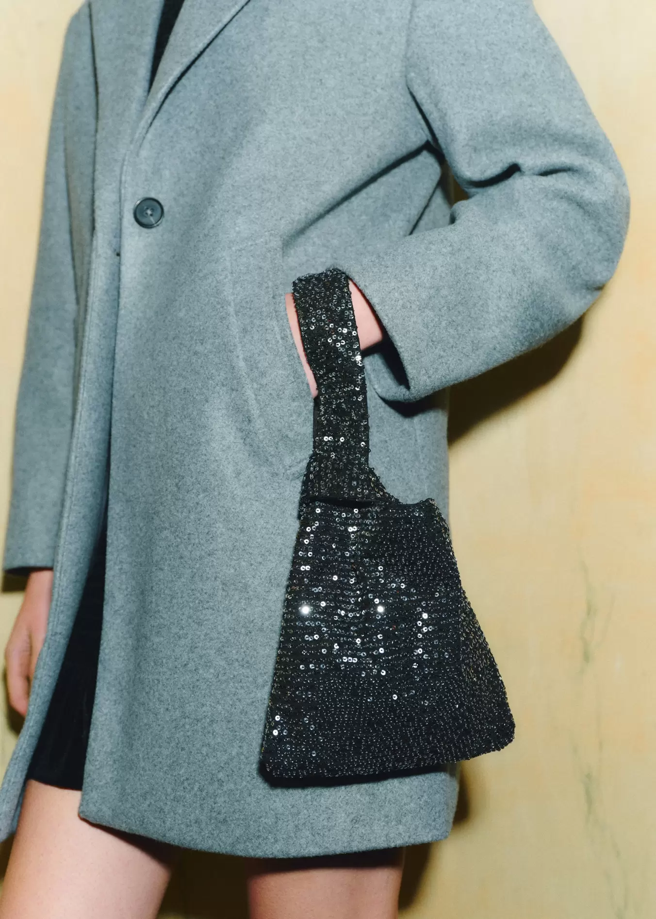 Sequin handbag offers at $59.99 in Mango