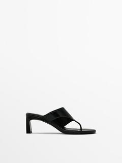 Leather heeled sandals offers at $199 in Massimo Dutti
