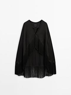 Cape with fringing - Studio offers at $379 in Massimo Dutti