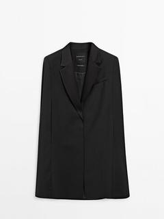 Cape with contrast lapel collar - Studio offers at $379 in Massimo Dutti