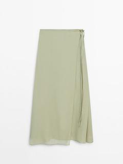 Satin midi pareo skirt offers at $169 in Massimo Dutti