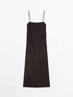 Strappy suede leather midi dress offers at $599 in Massimo Dutti