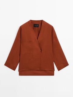 Long sleeve kimono with button detail offers at $169 in Massimo Dutti