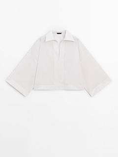 Poplin oversize blouse with polo collar offers at $99.9 in Massimo Dutti