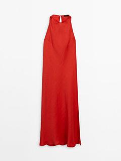 Red halter neck dress offers at $169 in Massimo Dutti