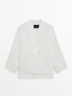 Striped crossover kimono with pocket detail offers at $169 in Massimo Dutti
