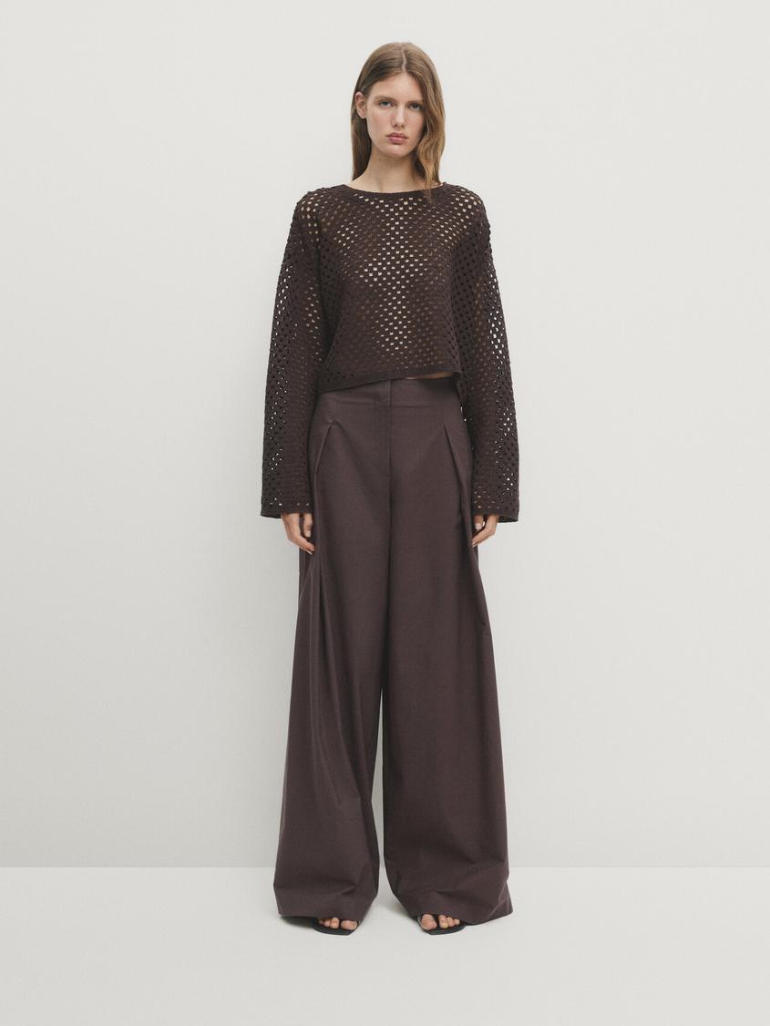 Long sleeve crochet sweater offers at $99.9 in Massimo Dutti