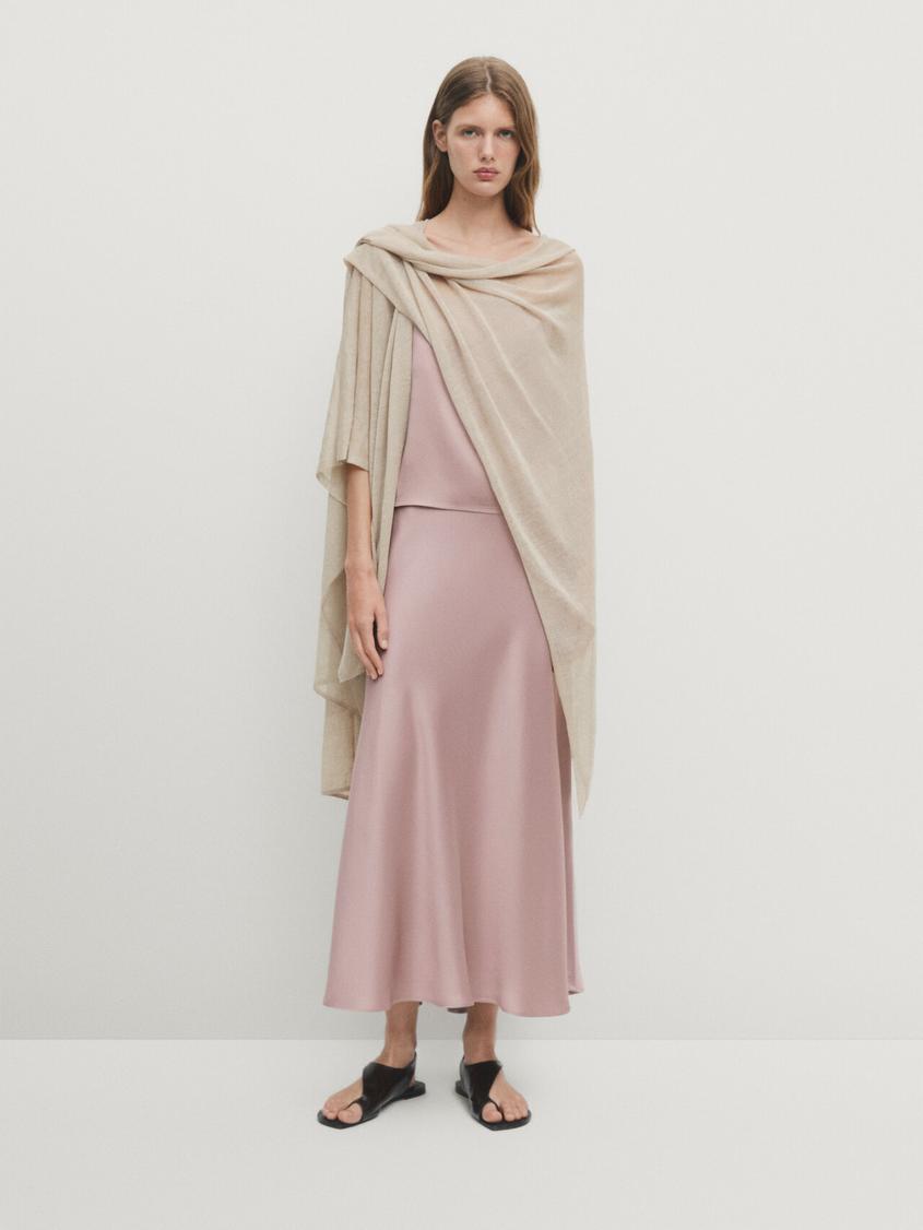 Flared satin midi skirt offers at $199 in Massimo Dutti