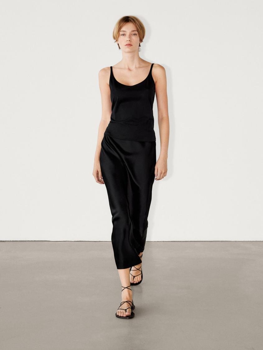 Satin midi skirt offers at $169 in Massimo Dutti
