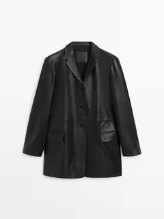 Oversize nappa leather blazer offers at $599 in Massimo Dutti