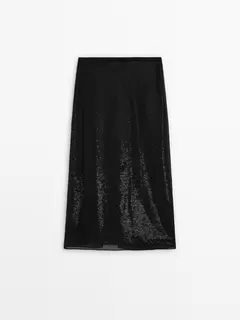 Midi skirt with concealed sequins offers at $219 in Massimo Dutti