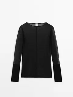 Semitransparent seam jumper - Studio offers at $129 in Massimo Dutti