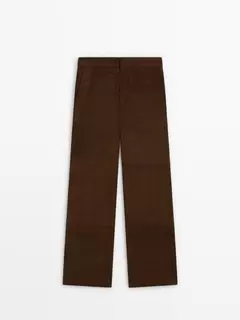 Straight-leg suede leather trousers offers at $529 in Massimo Dutti