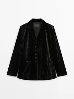 Crushed velvet blazer offers at $329 in Massimo Dutti