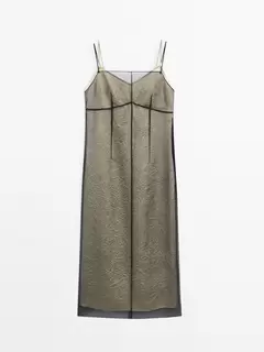 Double-layer organza midi dress offers at $219 in Massimo Dutti