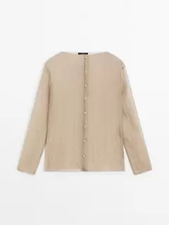 Sheer crinkled shirt offers at $129 in Massimo Dutti