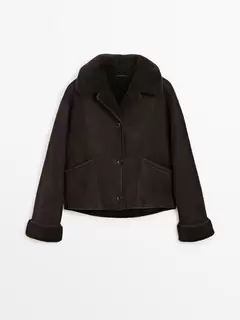 Short shearling coat offers at $1700 in Massimo Dutti