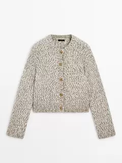 Twill knit cardigan with button detail offers at $219 in Massimo Dutti