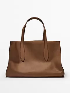 Nappa leather maxi tote bag offers at $599 in Massimo Dutti