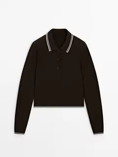 Contrast knit sweater with polo collar offers at $99.9 in Massimo Dutti