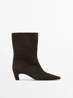 Split leather high-heel ankle boots offers at $299 in Massimo Dutti