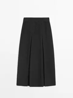 Wool blend box pleat skirt offers at $219 in Massimo Dutti