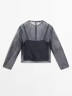 100% mulberry silk organza blouse offers at $149 in Massimo Dutti