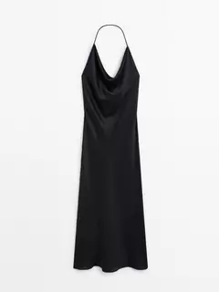 Satin halter midi dress offers at $199 in Massimo Dutti