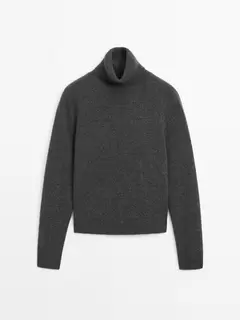 100% cashmere knit high neck sweater offers at $379 in Massimo Dutti