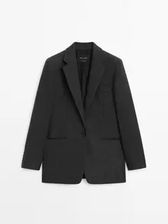 Wool blend blazer with flannel detail offers at $329 in Massimo Dutti