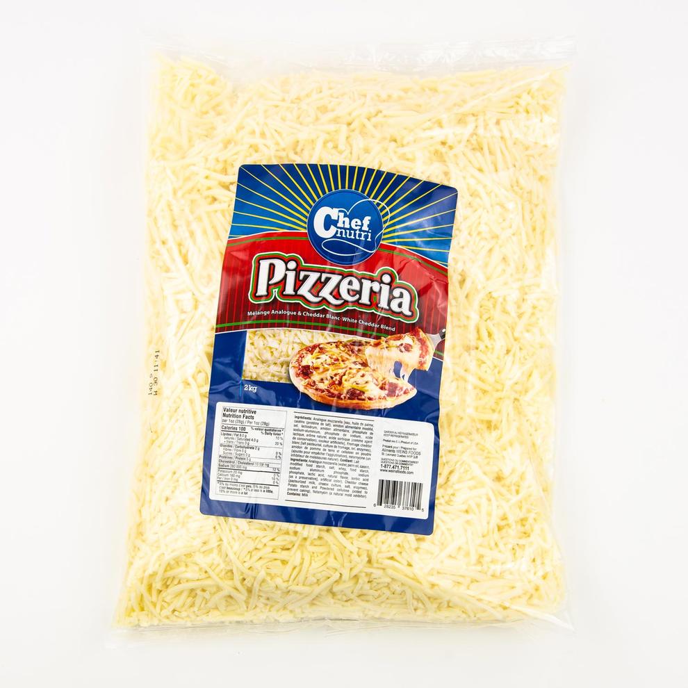 Pizzeria Grated White Analogue Cheddar Blend 2 kg offers at $25.99 in Mayrand