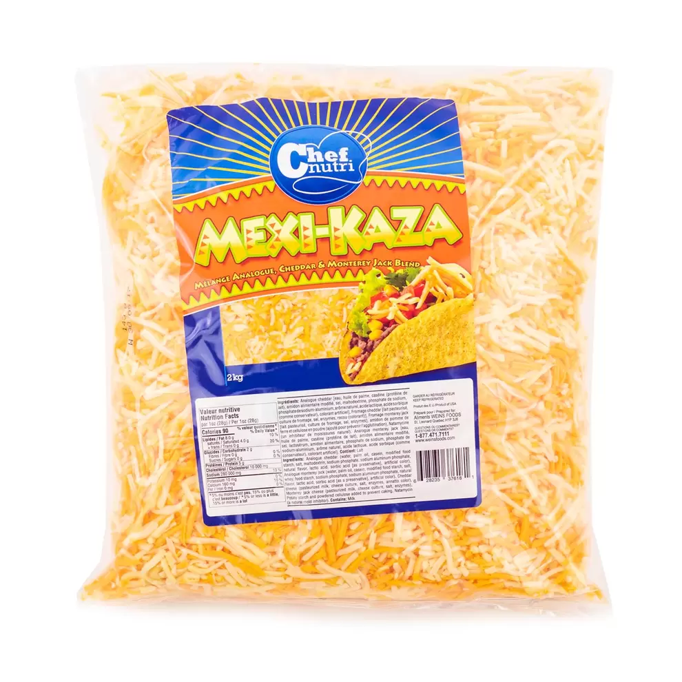 Analogue Cheddar Monterey Jack Blend Mexi Kaza 2 kg offers at $24.99 in Mayrand